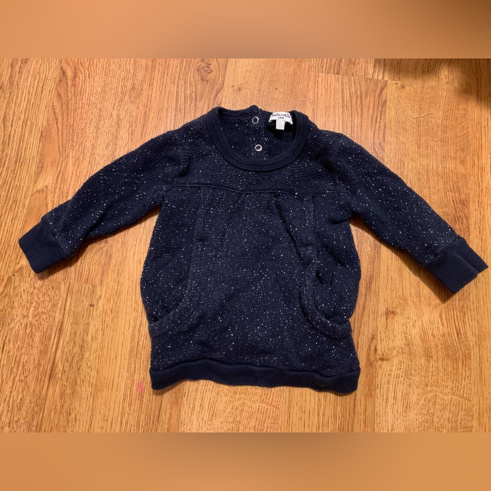 Navy Blue Baby Girl Long Sleeve Shirt